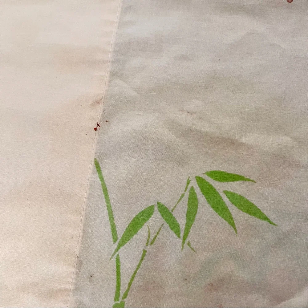 Vintage Hanae Mori Bamboo Yellow Green Pillowcases Standard Cotton Blend 30”x20”